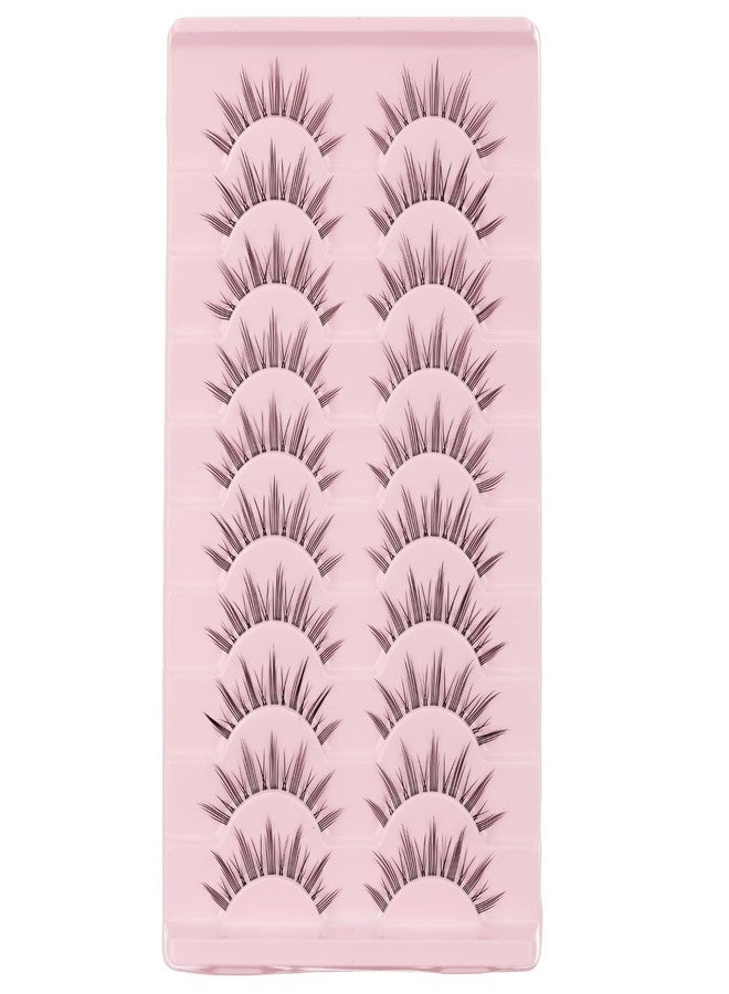 Outopen Manga Lashes Natural Look Japanese Anime Lashes Korean Asian Wispy Spiky Lashes with Clear Band Short Fake Eyelash 10 Pairs Pack by outopen - Image 5